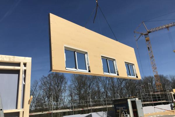 Installation of a prefabricated exterior wall